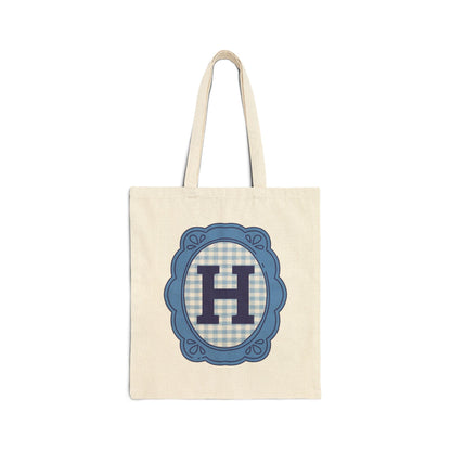 Cute Initial Tote Bag for Daughter, Gingham Birthday Present for Niece, Cousin or Sister, Pretty Matching Bachelorette Tote for Bridesmaid H