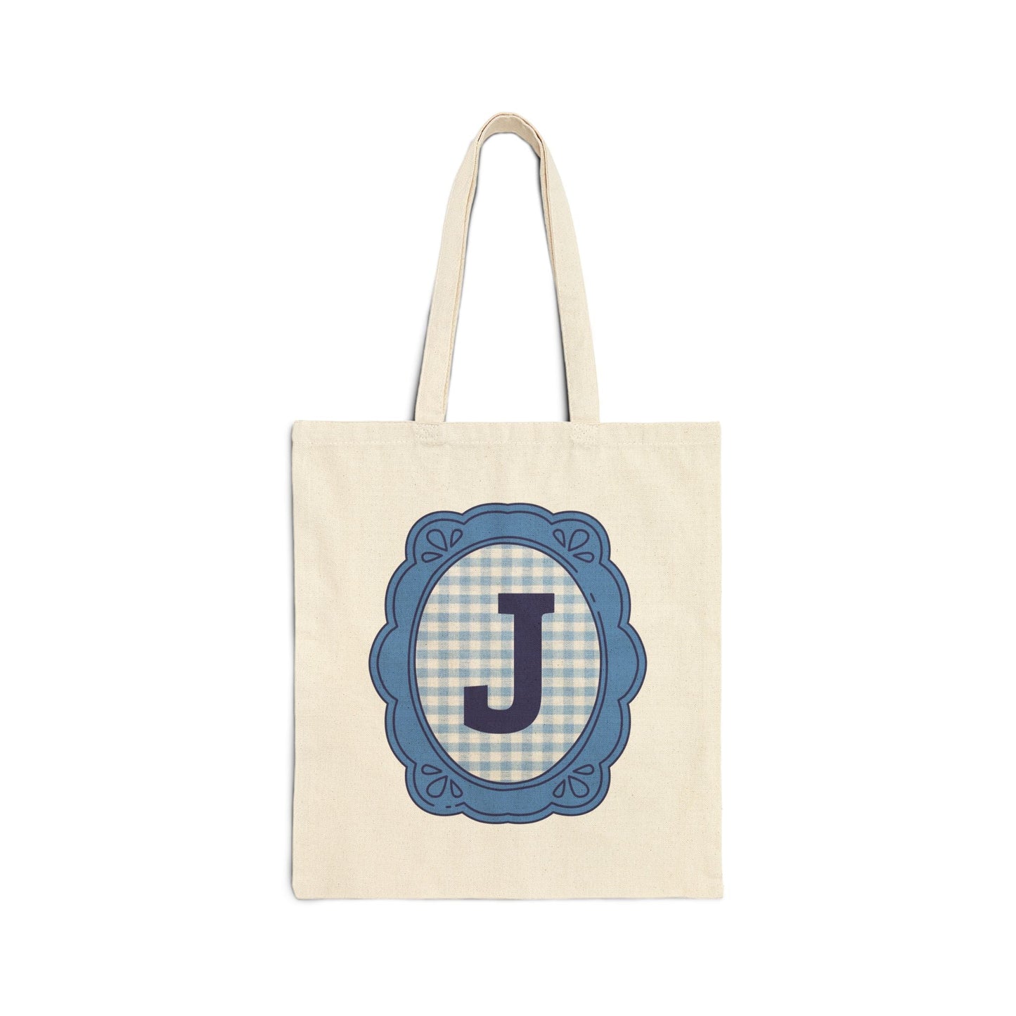 Cute Initial Tote Bag for Daughter, Gingham Birthday Present for Niece, Cousin or Sister, Pretty Matching Bachelorette Tote for Bridesmaid J
