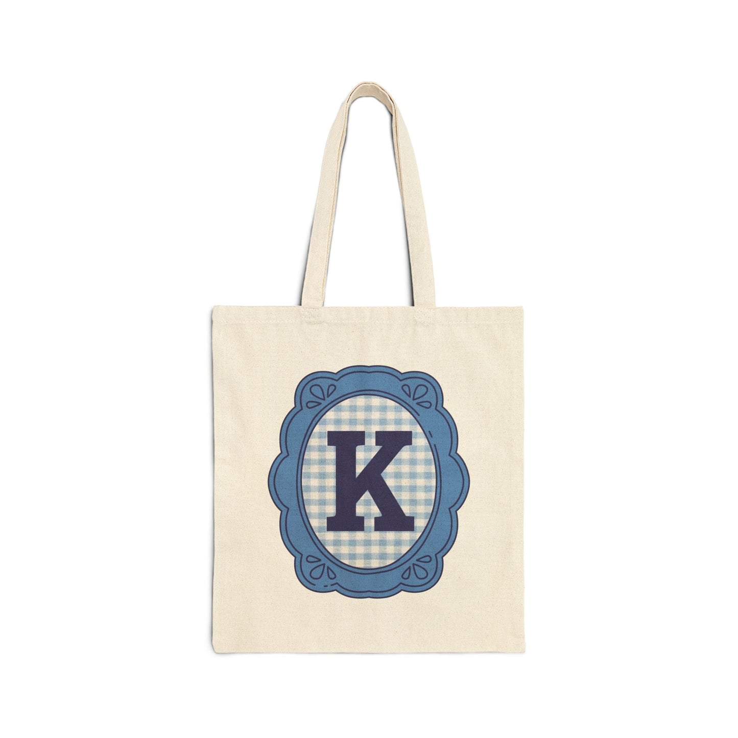 Cute Initial Tote Bag for Daughter, Gingham Birthday Present for Niece, Cousin or Sister, Pretty Matching Bachelorette Tote for Bridesmaid K