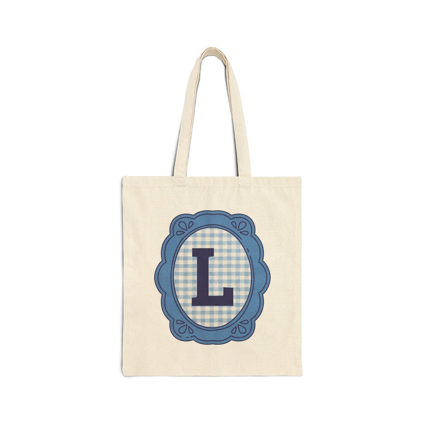 Cute Initial Tote Bag for Daughter, Gingham Birthday Present for Niece, Cousin or Sister, Pretty Matching Bachelorette Tote for Bridesmaid L