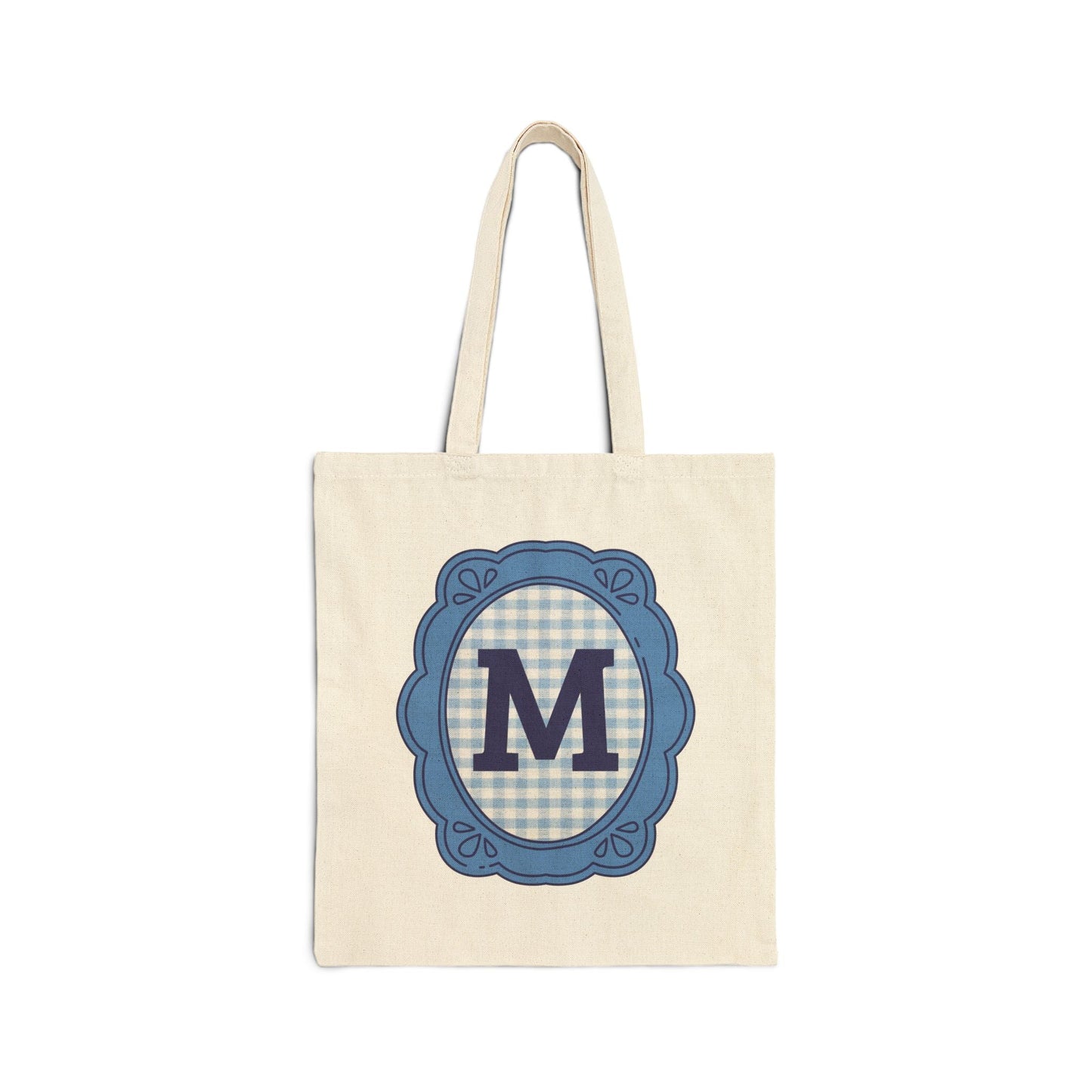 Cute Initial Tote Bag for Daughter, Gingham Birthday Present for Niece, Cousin or Sister, Pretty Matching Bachelorette Tote for Bridesmaid M