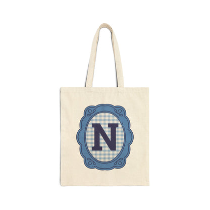 Cute Initial Tote Bag for Daughter, Gingham Birthday Present for Niece, Cousin or Sister, Pretty Matching Bachelorette Tote for Bridesmaid N