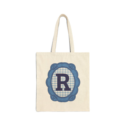 Cute Initial Tote Bag for Daughter, Gingham Birthday Present for Niece, Cousin or Sister, Pretty Matching Bachelorette Tote for Bridesmaid R