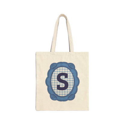 Cute Initial Tote Bag for Daughter, Gingham Birthday Present for Niece, Cousin or Sister, Pretty Matching Bachelorette Tote for Bridesmaid S