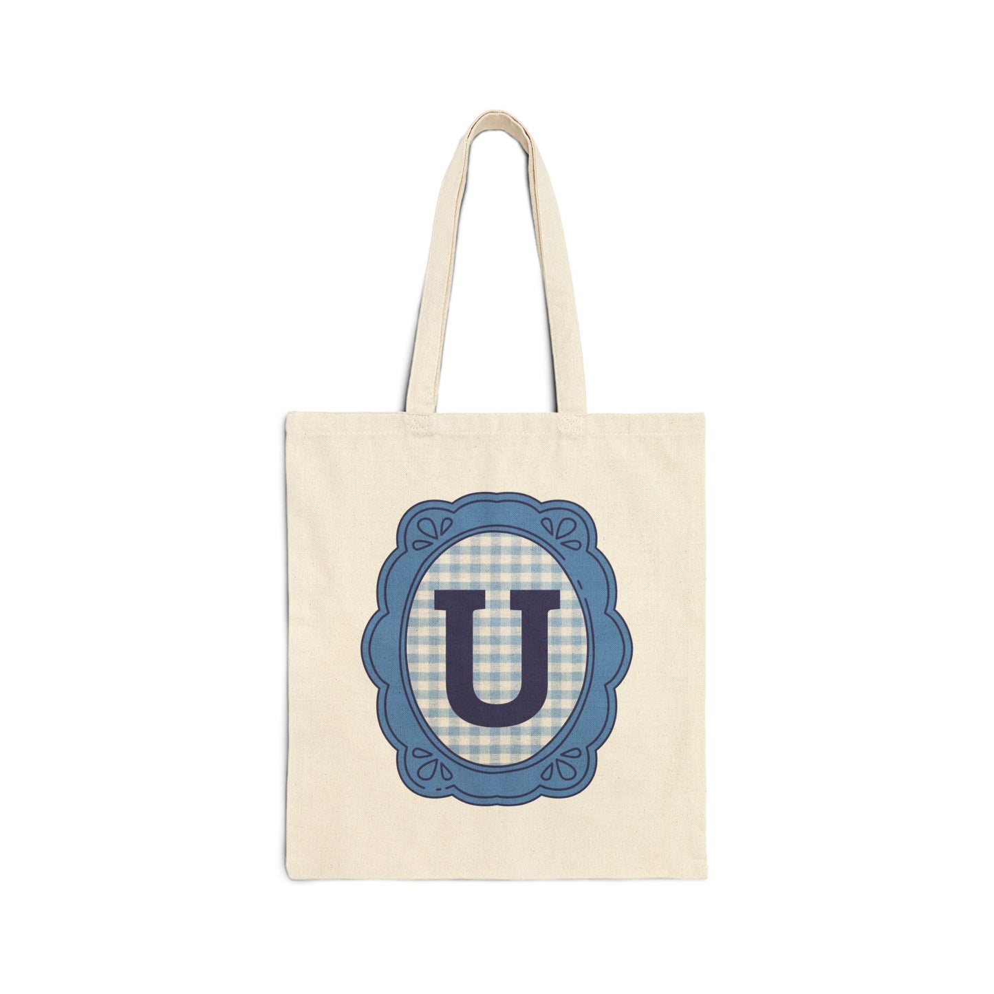 Cute Initial Tote Bag for Daughter, Gingham Birthday Present for Niece, Cousin or Sister, Pretty Matching Bachelorette Tote for Bridesmaid U