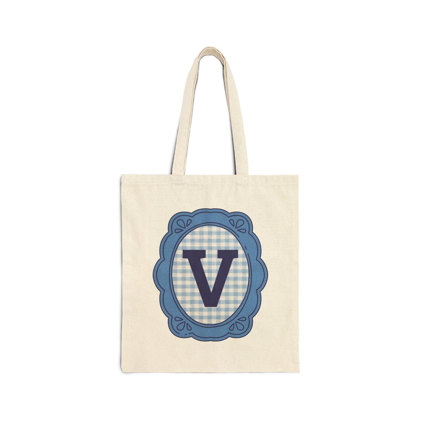 Cute Initial Tote Bag for Daughter, Gingham Birthday Present for Niece, Cousin or Sister, Pretty Matching Bachelorette Tote for Bridesmaid V