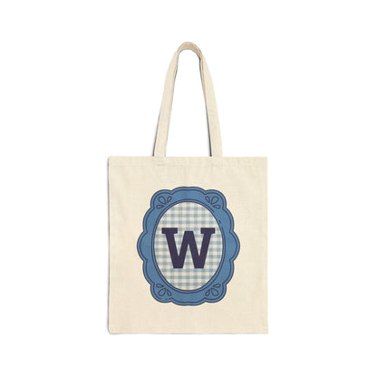 Cute Initial Tote Bag for Daughter, Gingham Birthday Present for Niece, Cousin or Sister, Pretty Matching Bachelorette Tote for Bridesmaid W