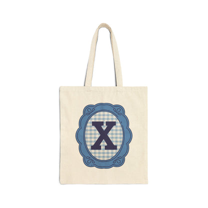 Cute Initial Tote Bag for Daughter, Gingham Birthday Present for Niece, Cousin or Sister, Pretty Matching Bachelorette Tote for Bridesmaid X