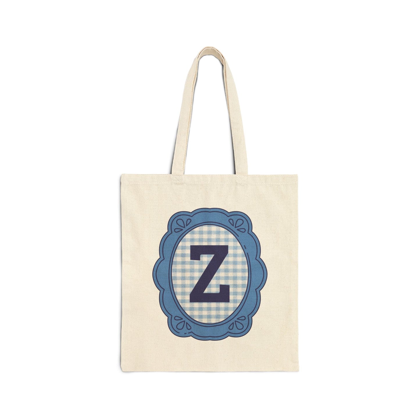 Cute Initial Tote Bag for Daughter, Gingham Birthday Present for Niece, Cousin or Sister, Pretty Matching Bachelorette Tote for Bridesmaid Z