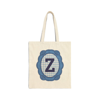 Cute Initial Tote Bag for Daughter, Gingham Birthday Present for Niece, Cousin or Sister, Pretty Matching Bachelorette Tote for Bridesmaid Z