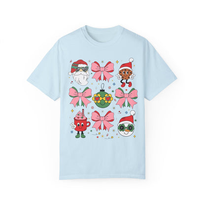 Cute Pastel Christmas T-Shirt with Groovy Coquette Bows