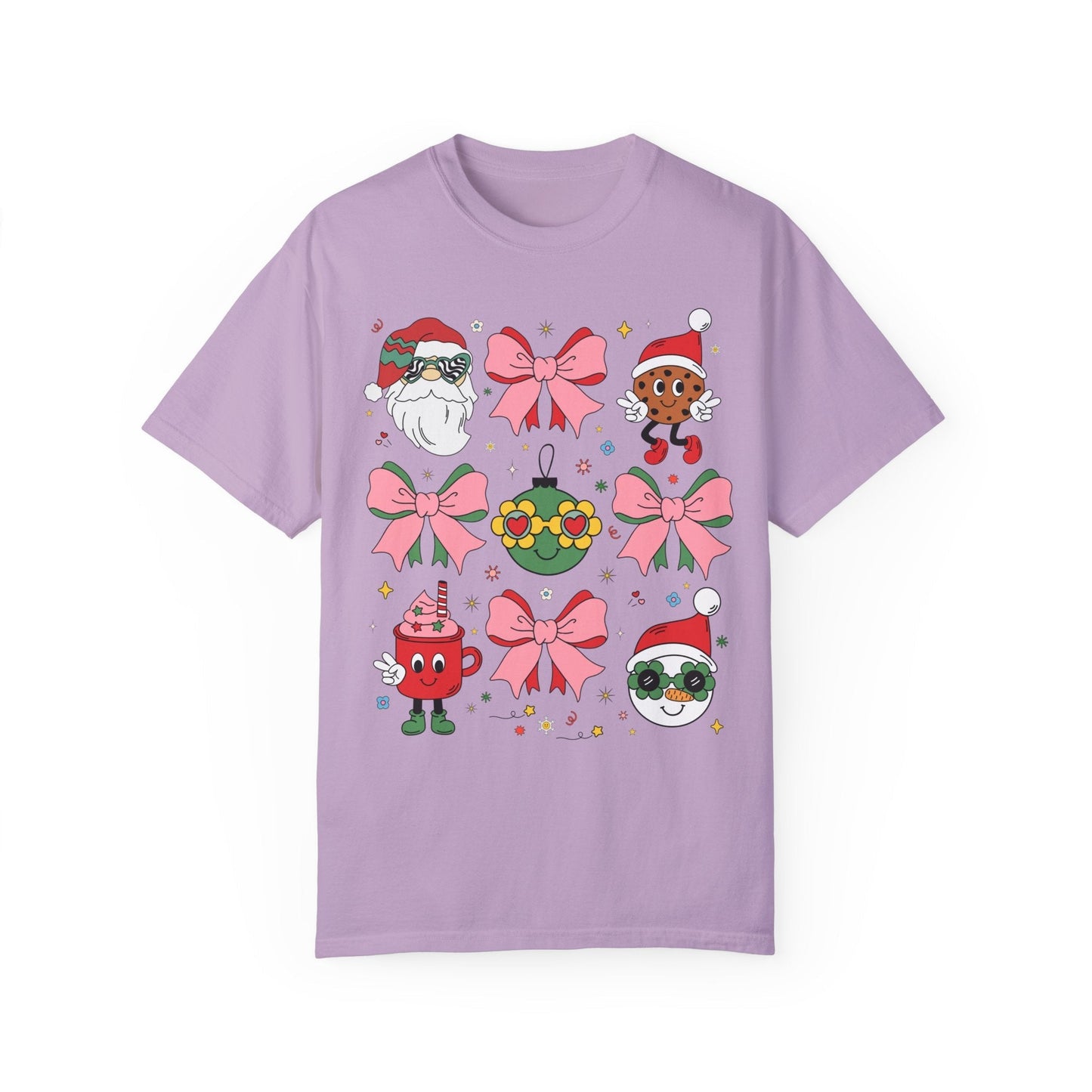 Cute Pastel Christmas T-Shirt with Groovy Coquette Bows
