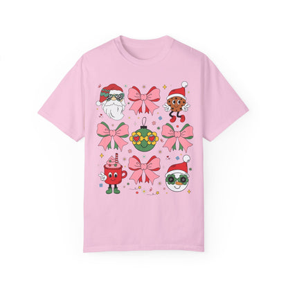 Cute Pastel Christmas T-Shirt with Groovy Coquette Bows