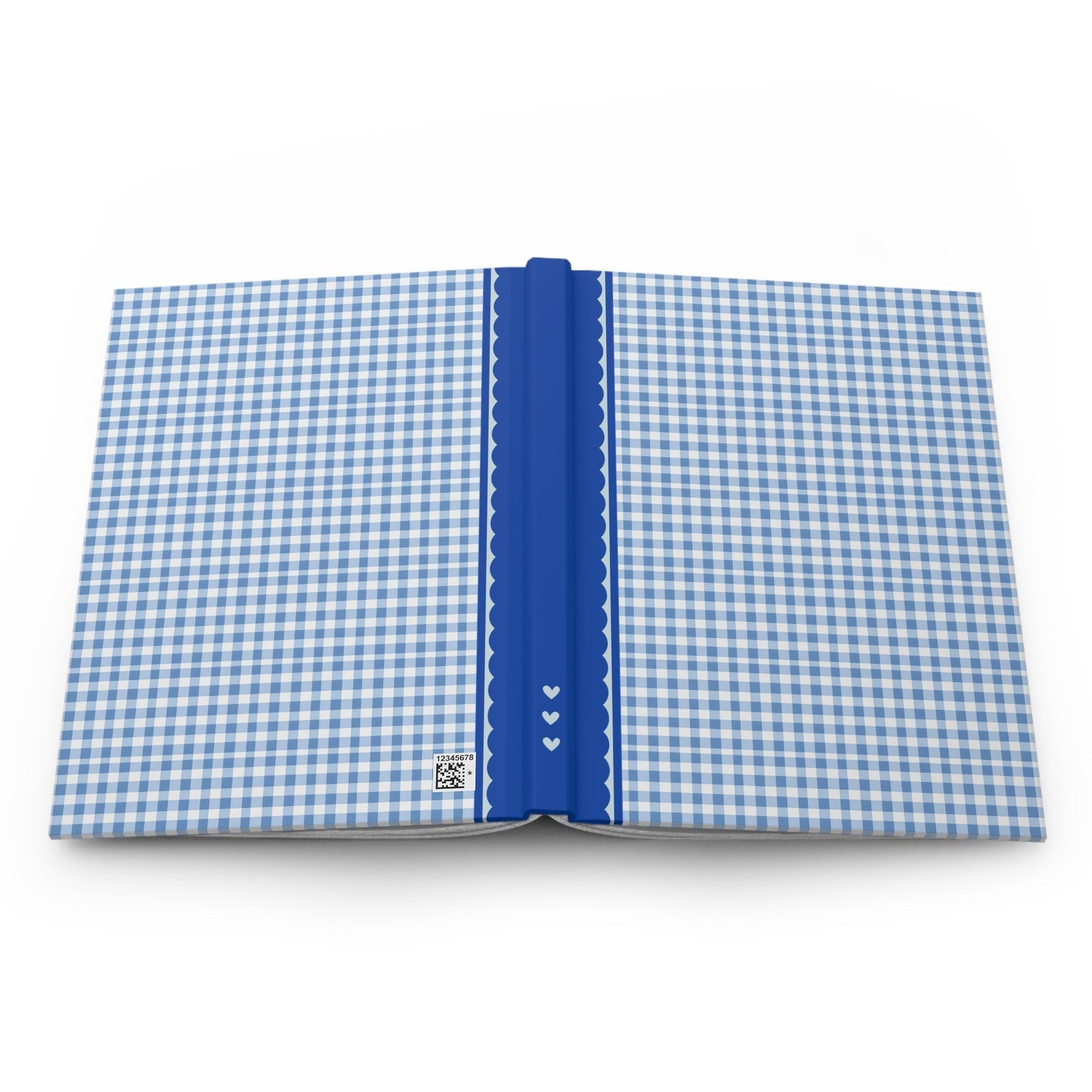 Plaid Notebook with Hearts: Blue