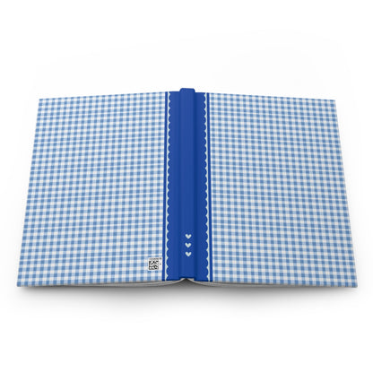 Plaid Notebook with Hearts: Blue