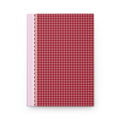 Cute Plaid Notebook with Hearts: Red