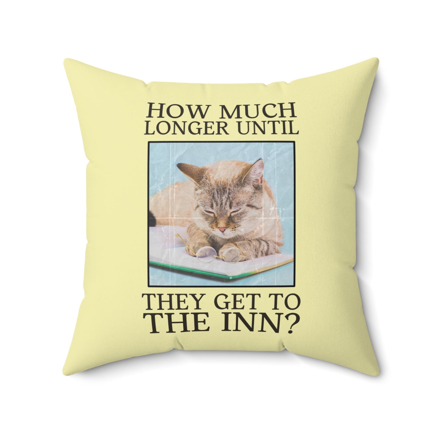 Funny Yellow Pillow for Bookish Cat Mom