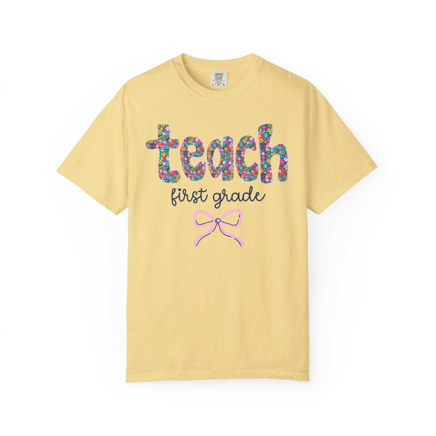 First Grade Teacher Tee Shirt with Bow