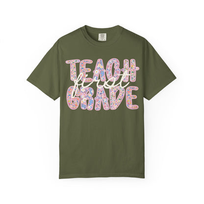 First Grade Teacher Floral Tee