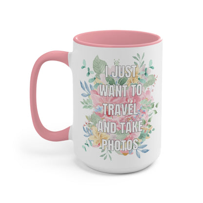 Floral Aesthetic Gift for Photographer Who Loves to Travel: 15 Oz Coffee Mug