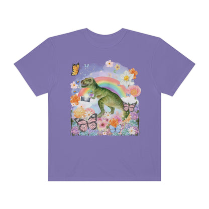Floral Dinosaur Holding a Camera: Funny Photographer Tee