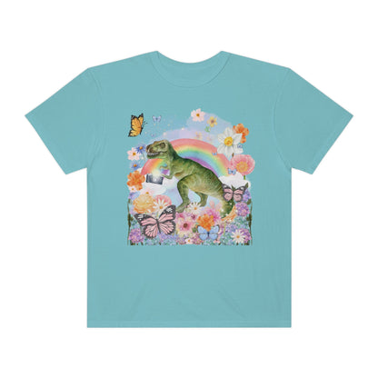 Floral Dinosaur Holding a Camera: Funny Photographer Tee