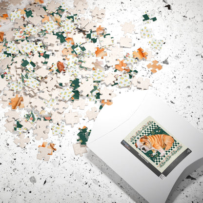 Floral English Bulldog Puzzle