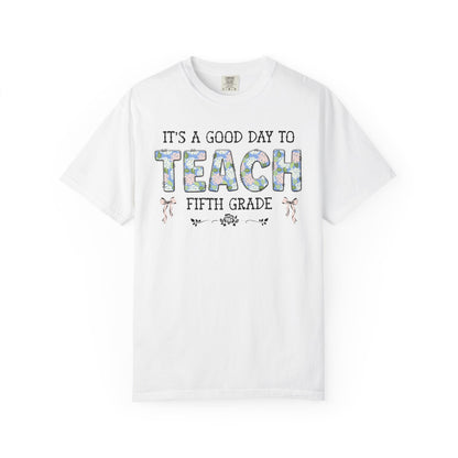 Floral Fifth Grade Teacher Tee