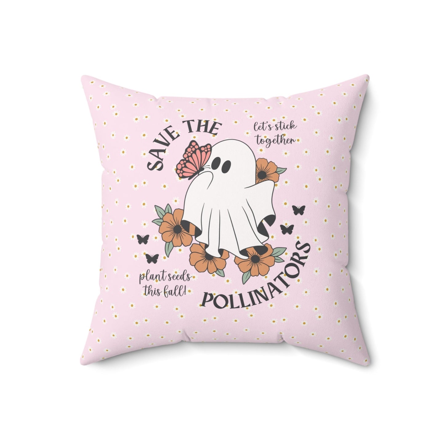 Floral Ghost Garden Pillow for Mom Who Loves Flowers and Butterflies: Save The Pollinators