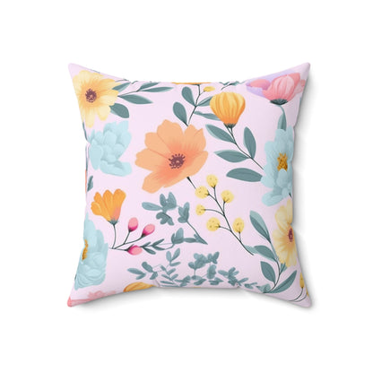 Floral Ghost Pillow for Halloween: Pastel Goth Groovy Ghost with Flowers and Boho Butterflies