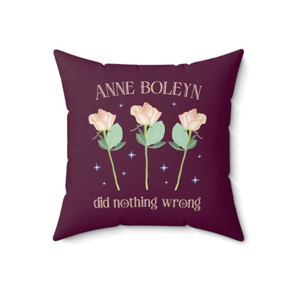Floral History Pillow with Roses: Anne Boleyn Did Nothing Wrong | Cute Tudor History Pillow