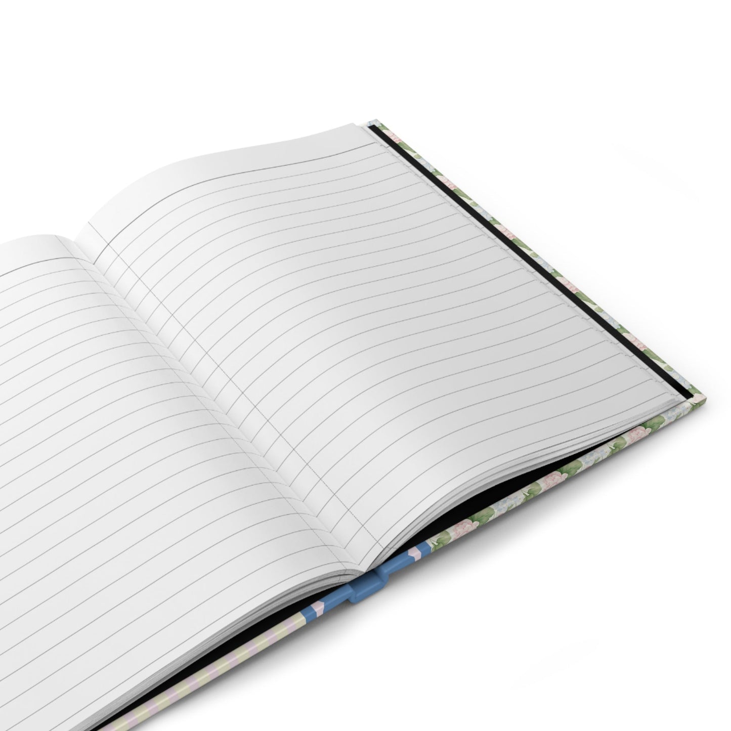 Floral Initial Notebook with Blue Ribbon and Yellow Stripes: C