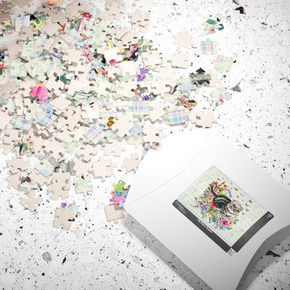 Floral Kitten Puzzle with Butterflies
