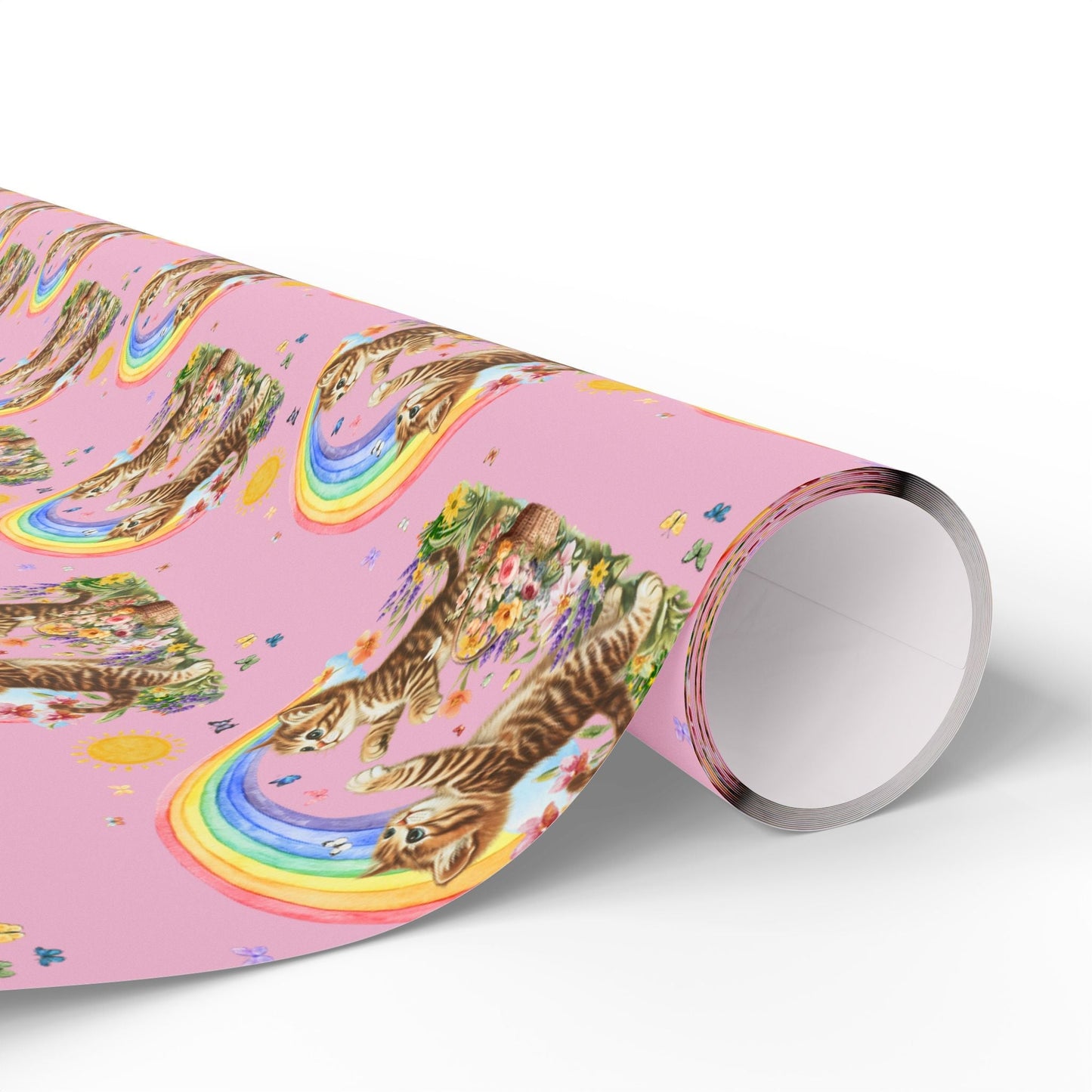 Floral Kitten Wrapping Paper
