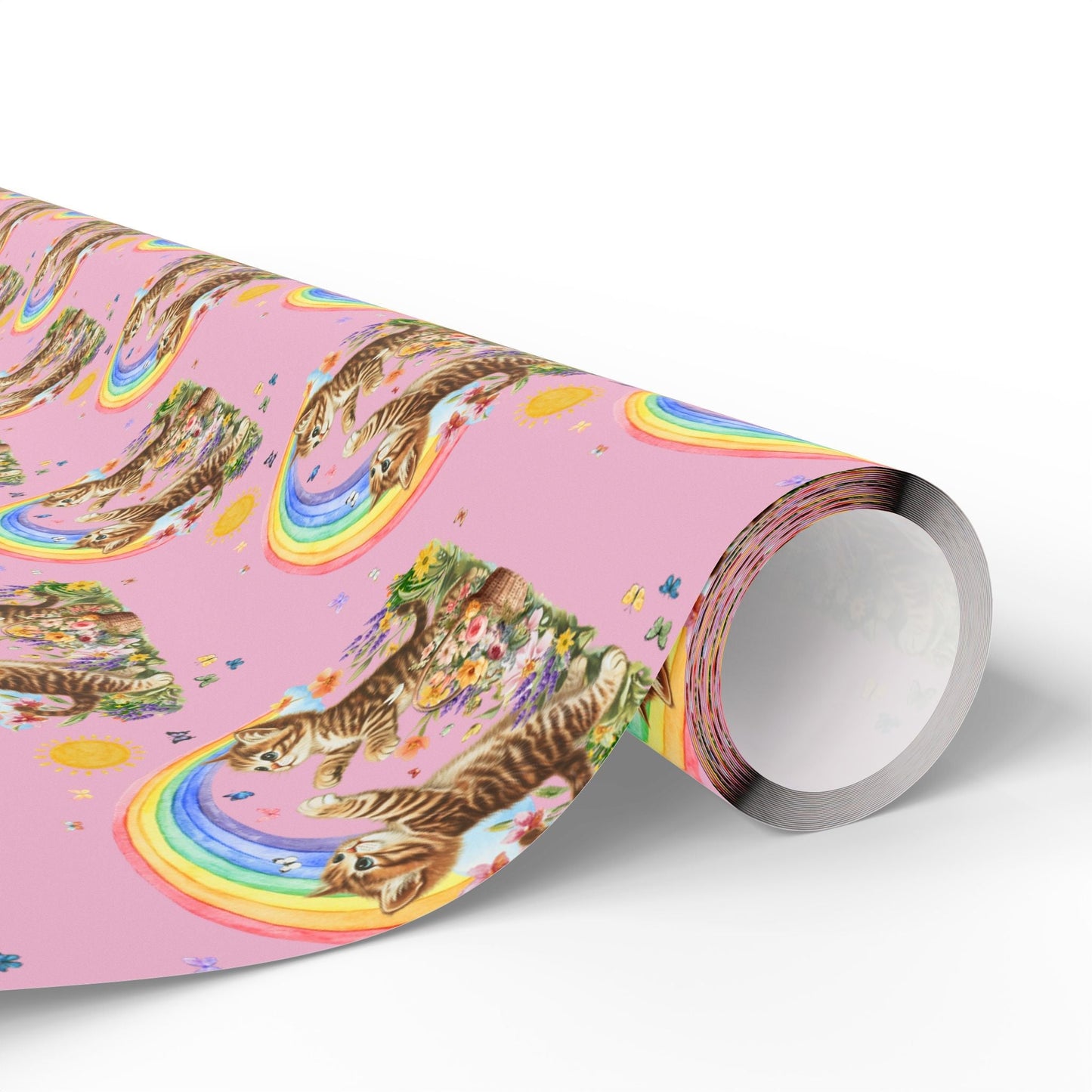 Floral Kitten Wrapping Paper