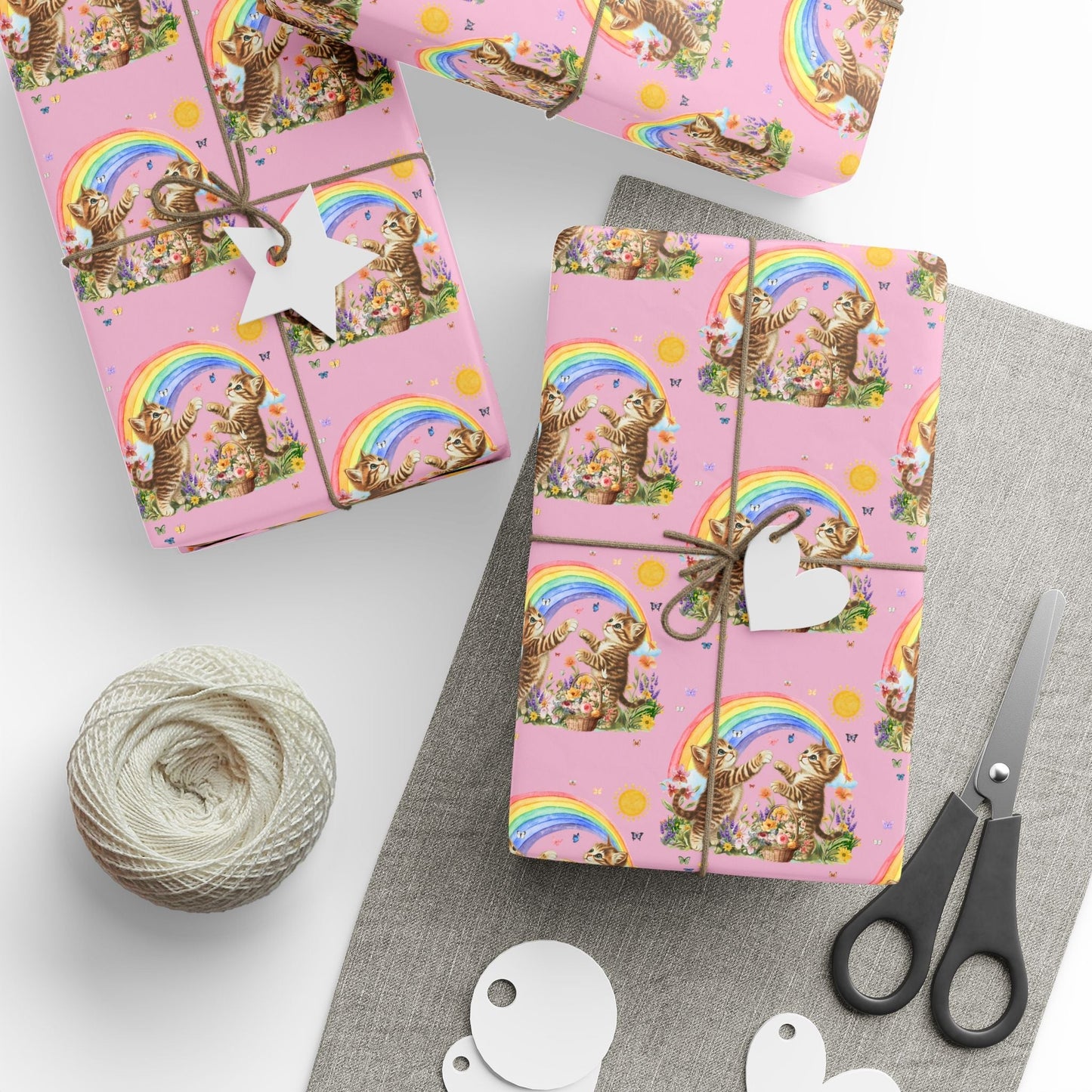 Floral Kitten Wrapping Paper