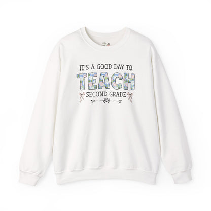 Floral Second Grade Teacher Sweatshirt