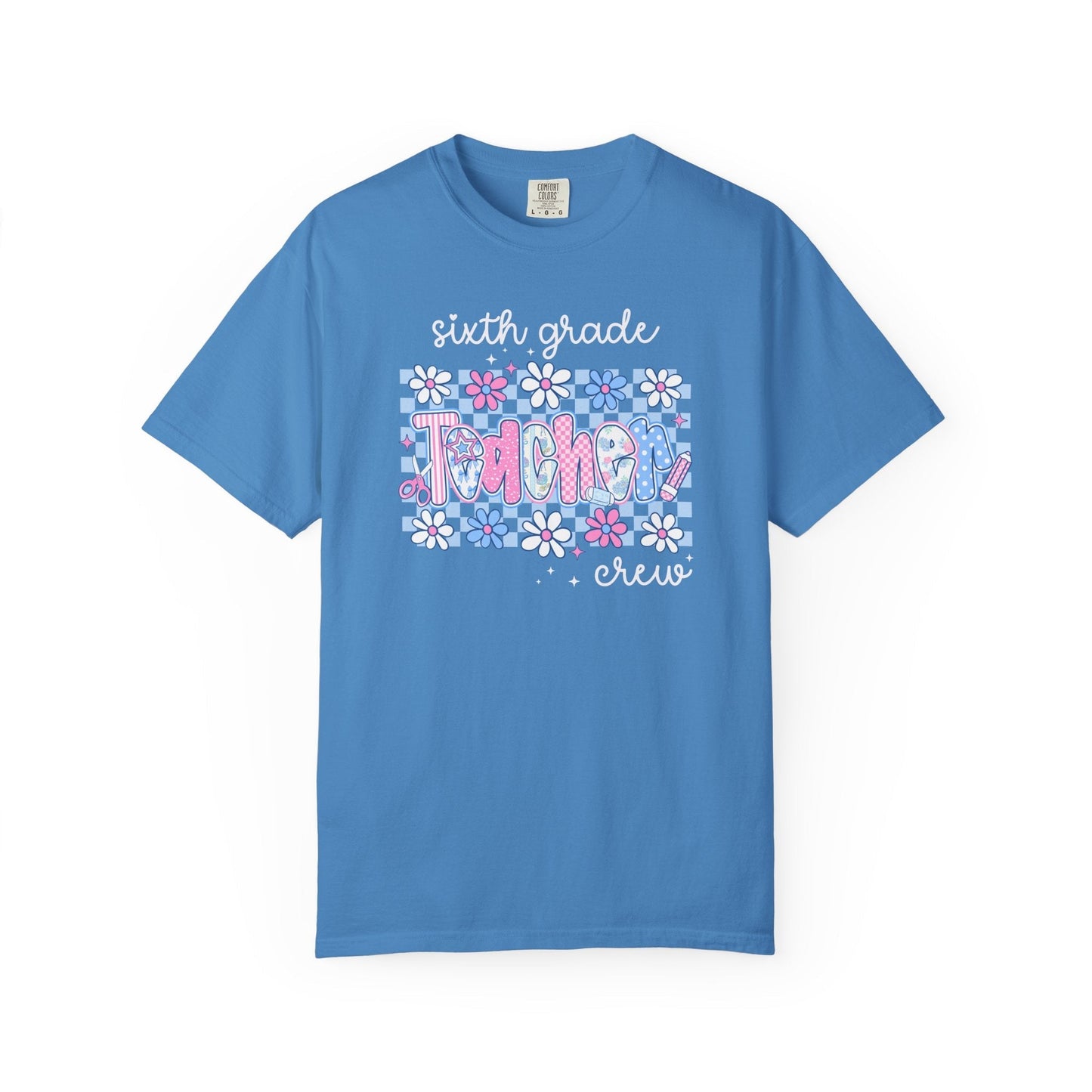 Floral Sixth Grade Crew Tee
