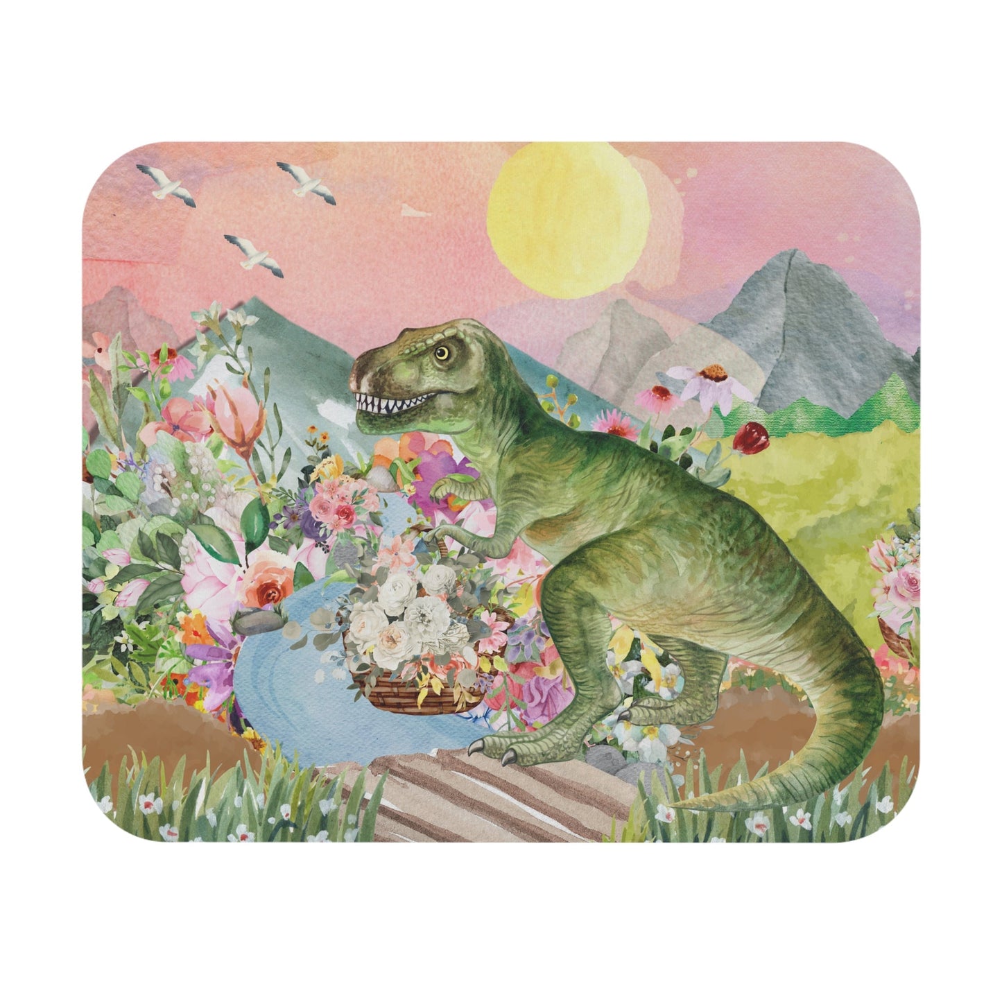 Floral T-Rex Mousepad