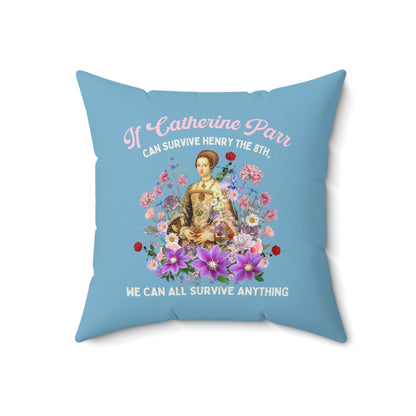 Floral Tudor History Pillow: Catherine Parr | Funny History Teacher Gift