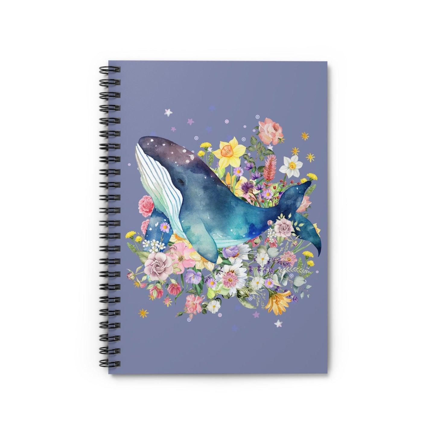 Floral Whale Notebook with Boho Celestial Feel: 118 Page Spiral Notebook