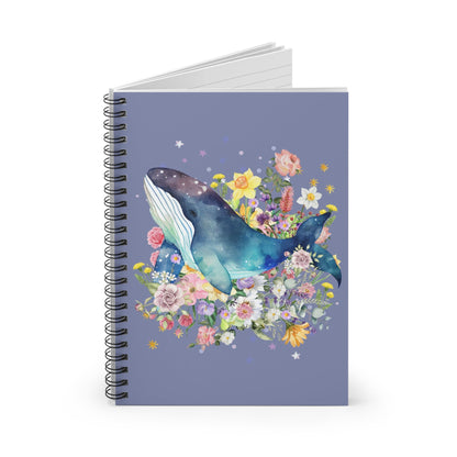 Floral Whale Notebook with Boho Celestial Feel: 118 Page Spiral Notebook