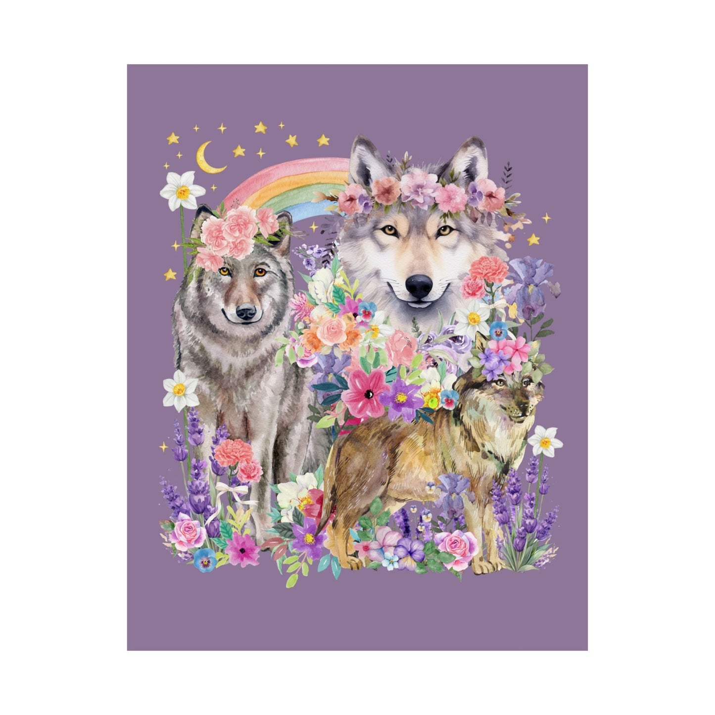 Floral Wolf Poster Print