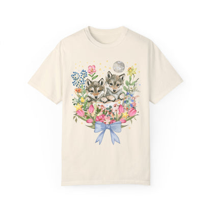 Floral Wolf Pup Tee