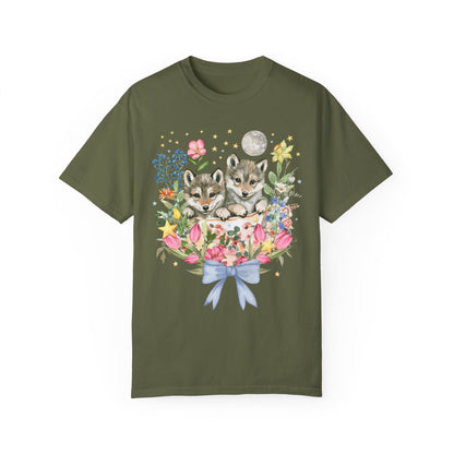Floral Wolf Pup Tee