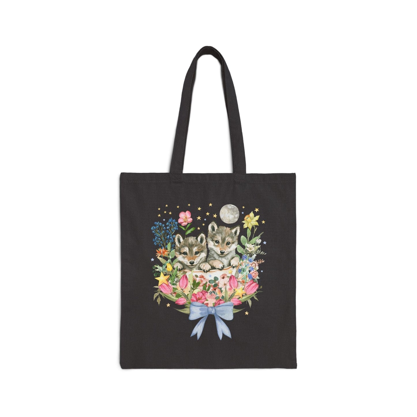 Floral Wolf Tote Bag