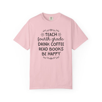 Fourth Grade Teacher Tee Shirt with Flowers