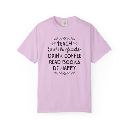 Fourth Grade Teacher Tee Shirt with Flowers