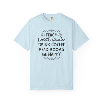 Fourth Grade Teacher Tee Shirt with Flowers