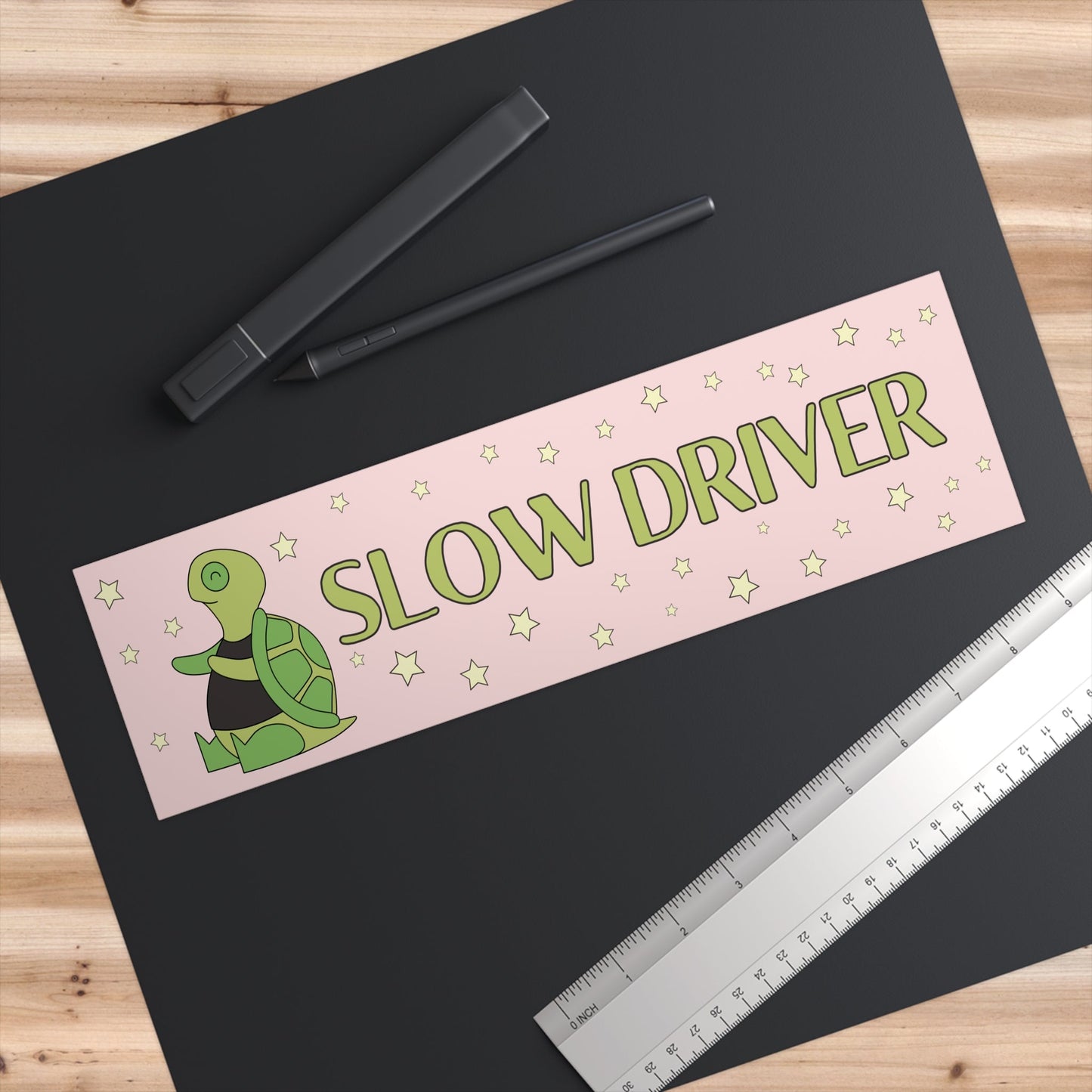 Funny Bumper Sticker for Anxious Driver: Slow Driver (Turtle)